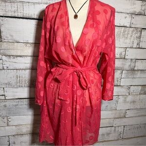 Marilyn Monroe Peignoir by Warners Pink Satin & Polka Dot Sheer Robe Size M/L